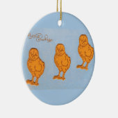 Pasgeborenen en kippen blauw keramisch ornament (Rechts)