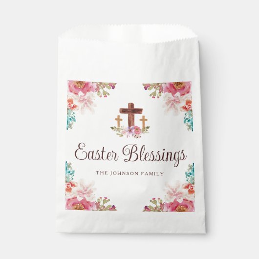 Pasgeborenen met Floral Cross Bedankzakje (Voorkant)