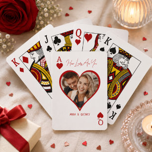 Pasgetrouwd Koppel Foto Ace Harten Pokerkaarten