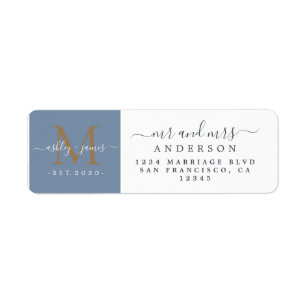 Pasgetrouwd Monogram Mr Mevrouw Retouradres Etiket
