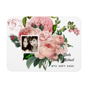 Pasgetrouwden Blos Roze Rozen Botanische Bloemen F Magneet