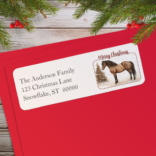 Paso Horse Vrolijk Kerstfeest Waterverf Terug Etiket
