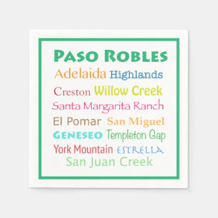 Paso Robles Kleurrijke Witte Wijn Servetten