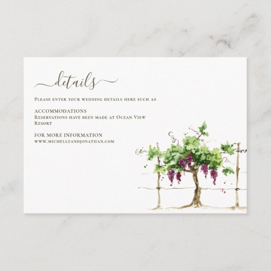 Paso Robles Vineyard Vineyard Carte Mariage Enclôt (Devant)