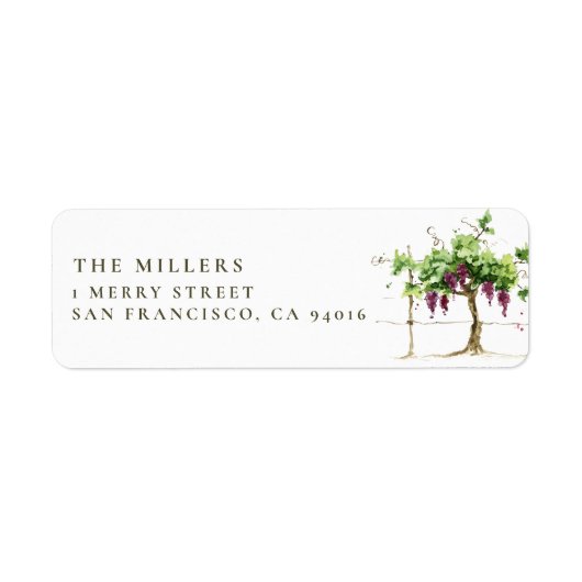 Paso Robles Vineyard Winery Wedding Address Label (Voorkant)