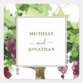 Paso Robles Vineyard Winery Wedding Envelope Seals Vierkante Sticker