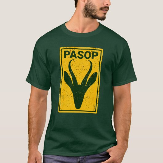 Pasop Springbok Warning Sign South Africa Rugby T-shirt (Voorkant)