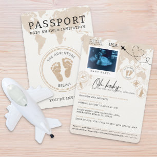 Paspoort Baby shower Invitation – Reisthema Kaart