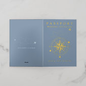 Paspoort Bestemming Blauw Goud Uitnodiging (Buiten Laag)