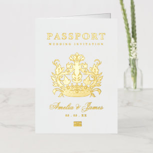 Paspoort Bestemming Bruiloft echte Folie uitnodigi Folie Wenskaart
