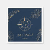 Paspoort Bestemming Bruiloft Palm Kompas Monogram Servet (Voorkant)