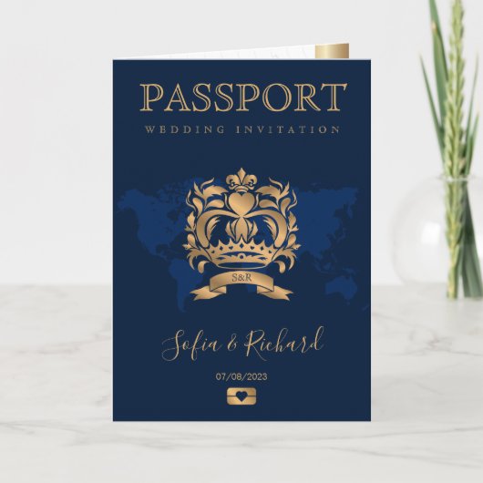 Paspoort Bestemming Huwelijk Faux Gold Crest Itali (Voorkant)