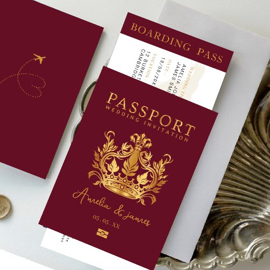 Paspoort Bestemming Huwelijk Nep gouden uitnodigin