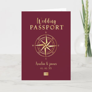 Paspoort Bestemming Kompas Bruiloft Faux goud