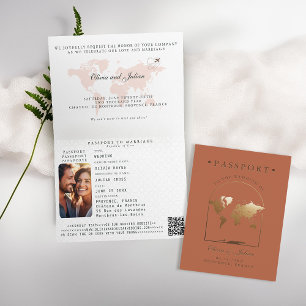 Paspoort Boho Boog Terracotta Trouwreis Bestemming