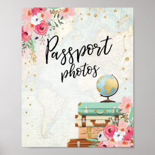 Paspoort Foto's Tafel bord Reis Bruiloft Avontuur Poster