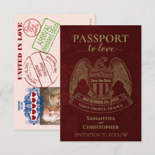 Paspoort naar liefde Whimsical Destination Huwelij Save The Date