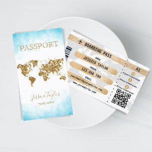Paspoort Reizen Make-up Wereldkaart Boarding Pass Visitekaartje