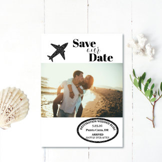 Paspoort Stempel Bestemming Trouwen Save the Date