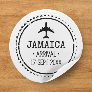 Paspoort Stempel Jamaica Bestemming Huwelijk Ronde Sticker
