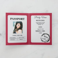 Paspoort stijl roze verjaardagsfeestje