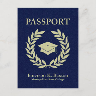 paspoort van de afstuderen uitnodiging briefkaart