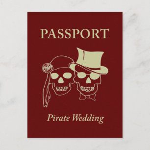 paspoort voor een piratenbruiloft briefkaart