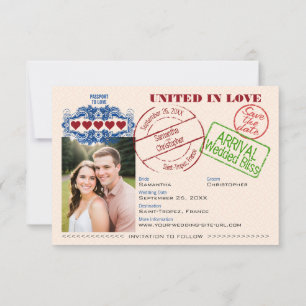 Paspoort voor Love Cute Destination Wedding Oranje Save The Date