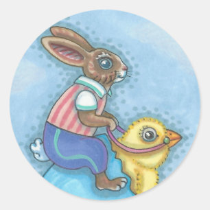 Paspoortblad voor EENVOUDIGE BUNNY-STICKERS Ronde Sticker