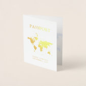 Paspoortbruiloft Uitnodiging Real Gold Foil Map (Voorkant)