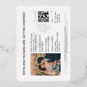 Paspoortbruiloft Wereldkaart QR-code bestemming Folie Uitnodiging (Achterkant)