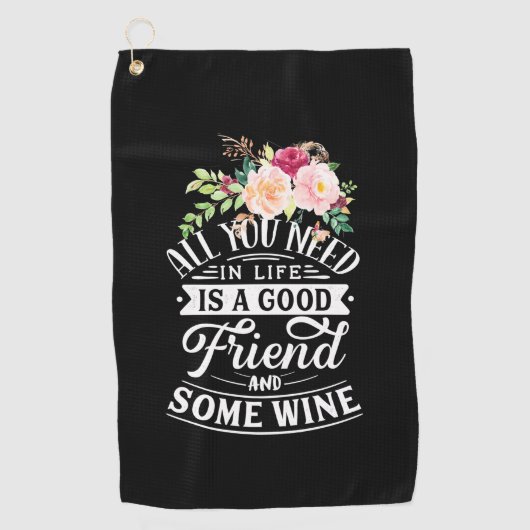Paspoortcadeau | Goede vriend en wijn Golfhanddoek (Voorkant)