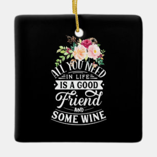 Paspoortcadeau   Goede vriend en wijn Keramisch Ornament