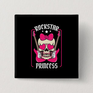 Paspoortcadeau Rockstar Princess Skull Vierkante Button 5,1 Cm