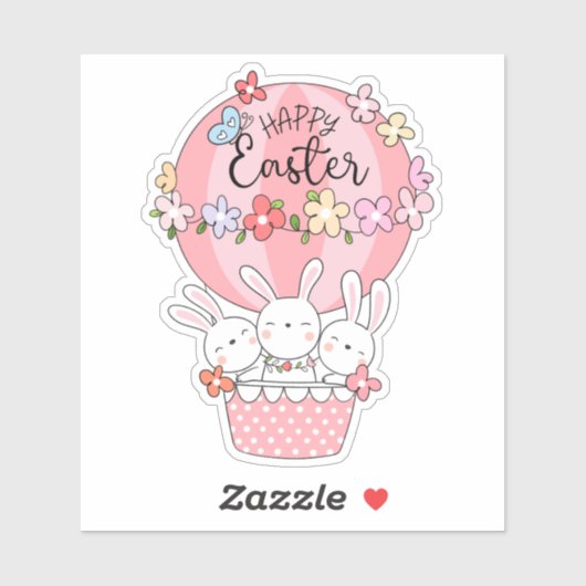 Paspoortlabel voor paasbundelballon voor paaskaart sticker (Vel)