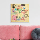paspoortstempels canvas afdruk (Insitu (Woonkamer))