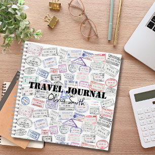 Paspoortstempels, reisjournaal, aangepaste lijnen notitieboek