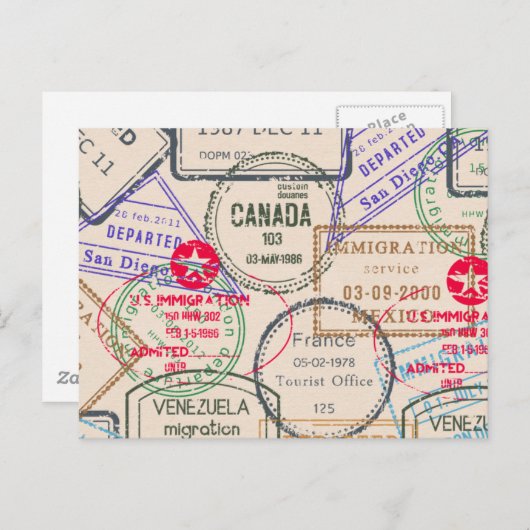 Paspoortzegels reizen briefkaart (Voorkant / Achterkant)