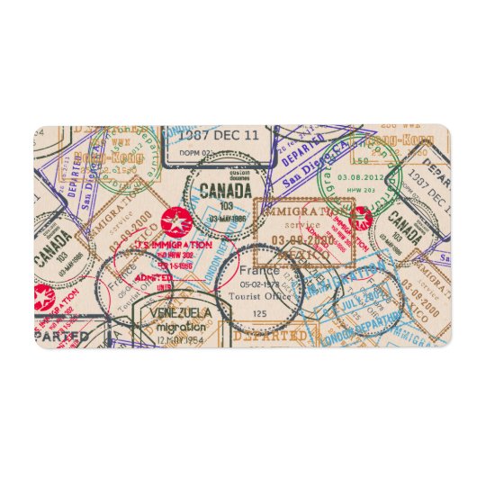 Paspoortzegels reizen etiket (Voorkant)