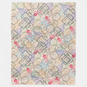 Paspoortzegels reizen fleece deken