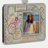 Paspoortzegels reizen verzilverd kader ornament (Rechts)