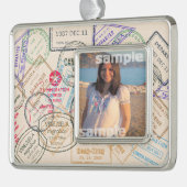 Paspoortzegels reizen verzilverd kader ornament (Links)