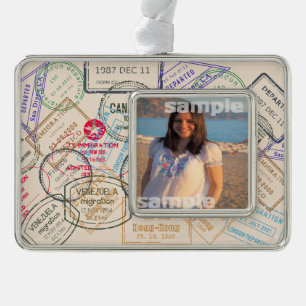 Paspoortzegels reizen verzilverd kader ornament