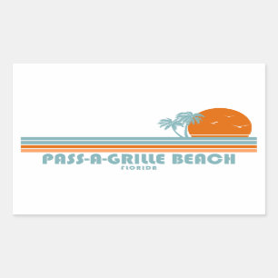 Pass-a-Grille Beach Florida Sun Palm Trees Rechthoekige Sticker