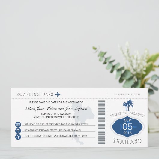 Pass aan Thailand opslaan Datum Save The Date (Staand voorkant)