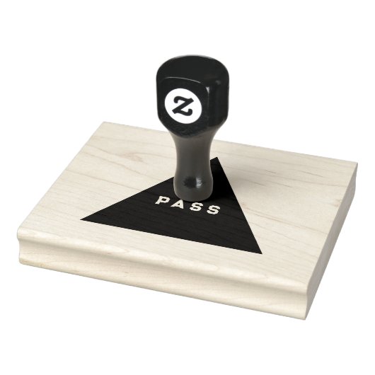 PASS Custom Text Emerald Green Ink Houten Grip Rubberstempel (Stempel)