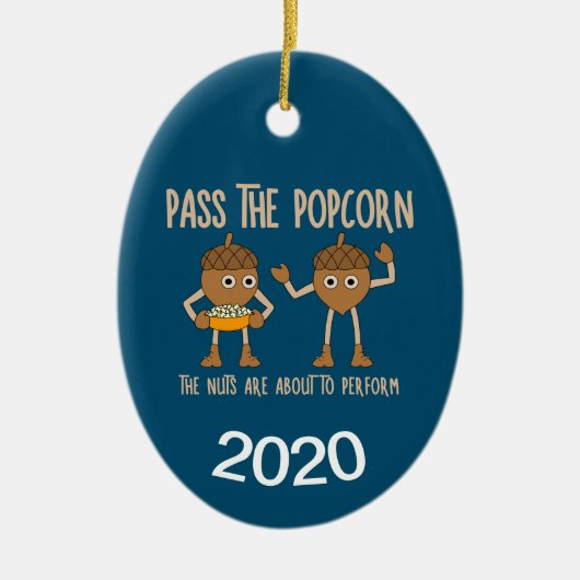 Pass Popcorn Nuts Keramisch Ornament (Voorkant)