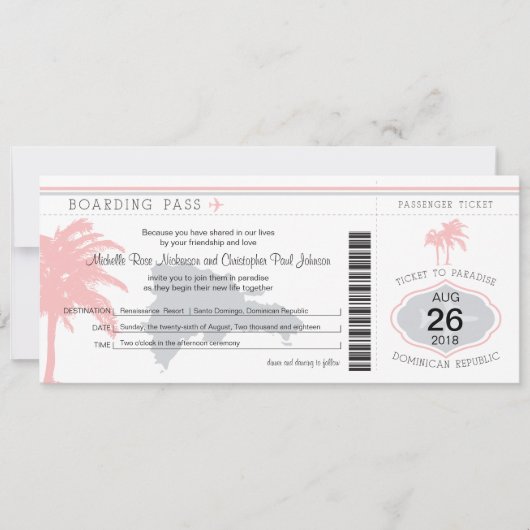 Pass to Dominican Republic Wedding Kaart (Voorkant)