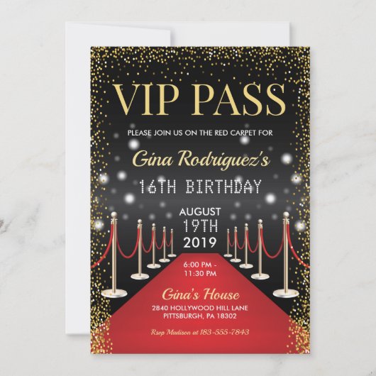 Pass VIP pour invitation avec tapis rouge (Devant)