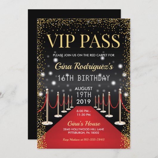 Pass VIP pour invitation avec tapis rouge (Devant / Derrière)